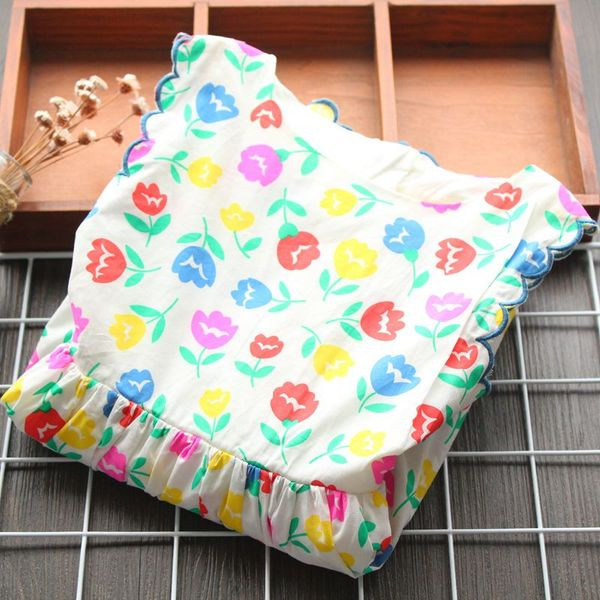 Vágott virágos gyerekruha ovális nyakkivágással