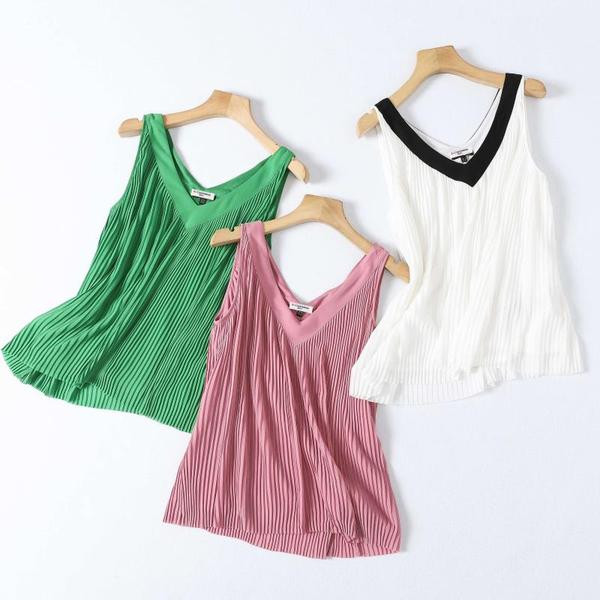 Női redős felső V-nyakkal