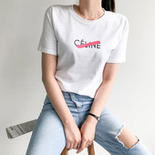 Tricou casual de dama cu inscriptie si decolteu oval