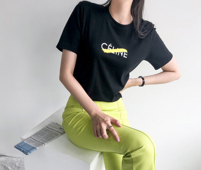 Tricou casual de dama cu inscriptie si decolteu oval