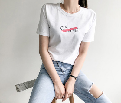 Tricou casual de dama cu inscriptie si decolteu oval