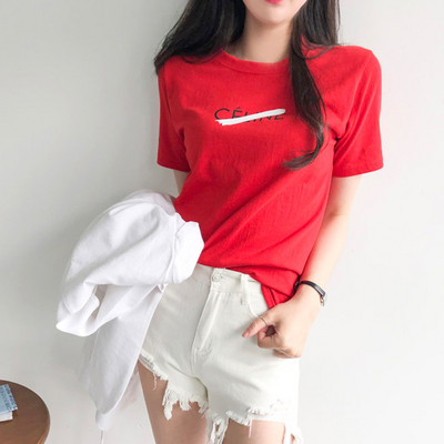 Tricou casual de dama cu inscriptie si decolteu oval