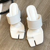 Papuci casual dama din piele ecologica cu toc inalt
