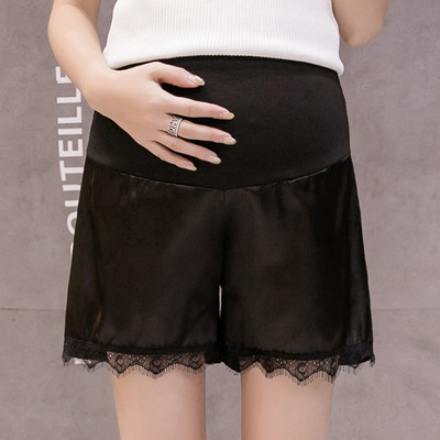 Pantaloni scurti de dama din satin pentru gravide cu dantela