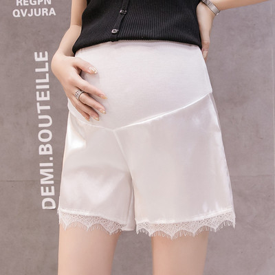 Pantaloni scurti de dama din satin pentru gravide cu dantela