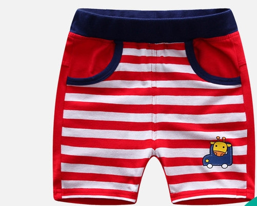 Alkalmi csíkos gyerek rövidnadrág fiúknak rátéttel