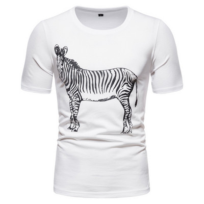 Tricou casual barbatesc cu aplicatie si maneci scurte
