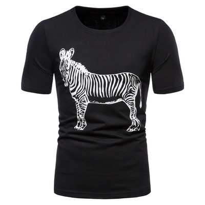 Tricou casual barbatesc cu aplicatie si maneci scurte