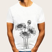 Tricou modern pentru bărbați cu model floral și mâneci scurte