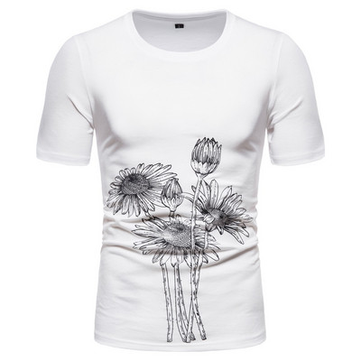 Tricou modern pentru bărbați cu model floral și mâneci scurte