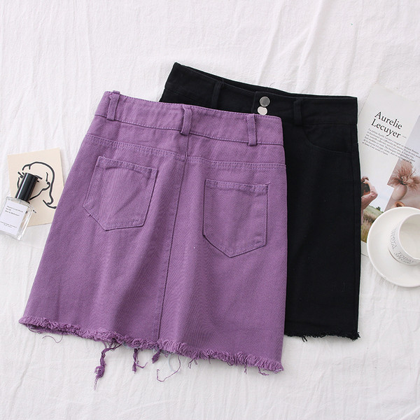 Modern női farmerszoknya, magas derékkal