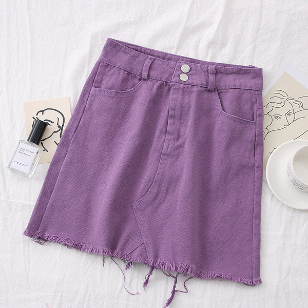 Modern női farmerszoknya, magas derékkal