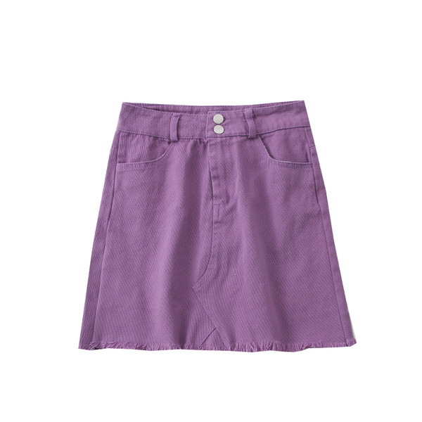 Modern női farmerszoknya, magas derékkal