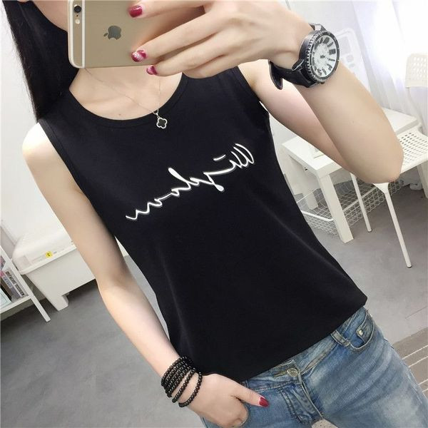 Napi női felső felirattal és széles pántokkal