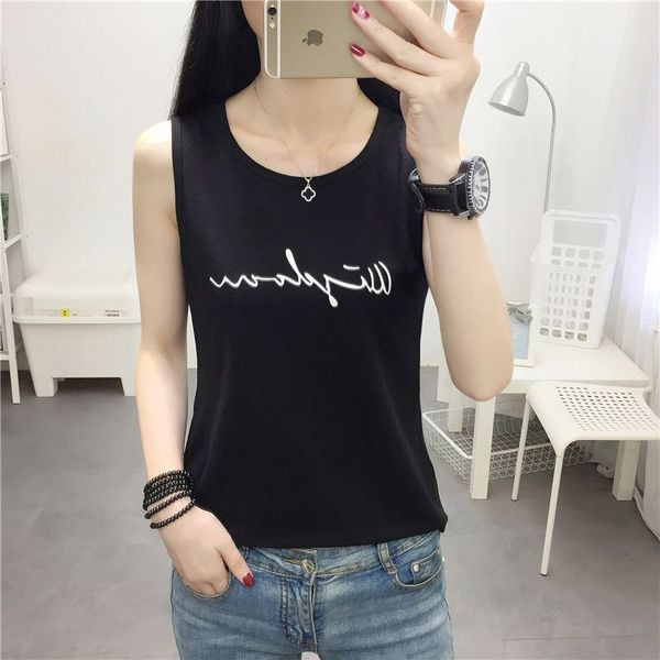 Napi női felső felirattal és széles pántokkal