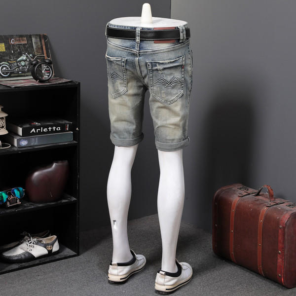 Modern férfi farmer rövidnadrág zsebekkel