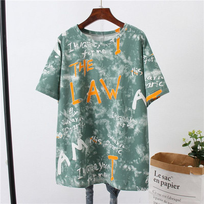 Tricou casual dama cu inscriptii si culori fluide