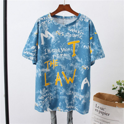 Tricou casual dama cu inscriptii si culori fluide
