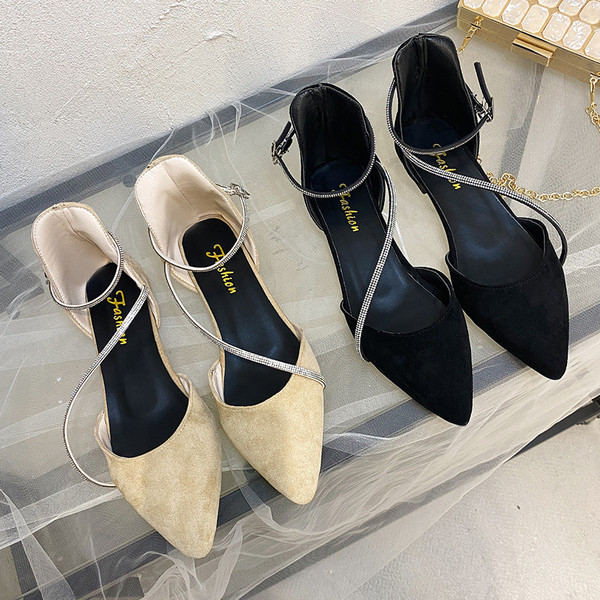 Női alkalmi cipő öko velúrból kövekkel - hegyes modell