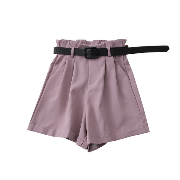 Модерни къси дамски панталони с висока талия и колан