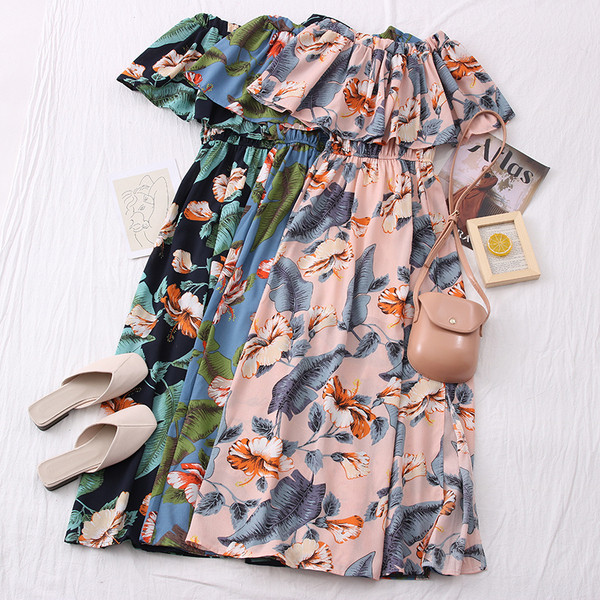 Нов модел дълга дамска рокля с флорален десен