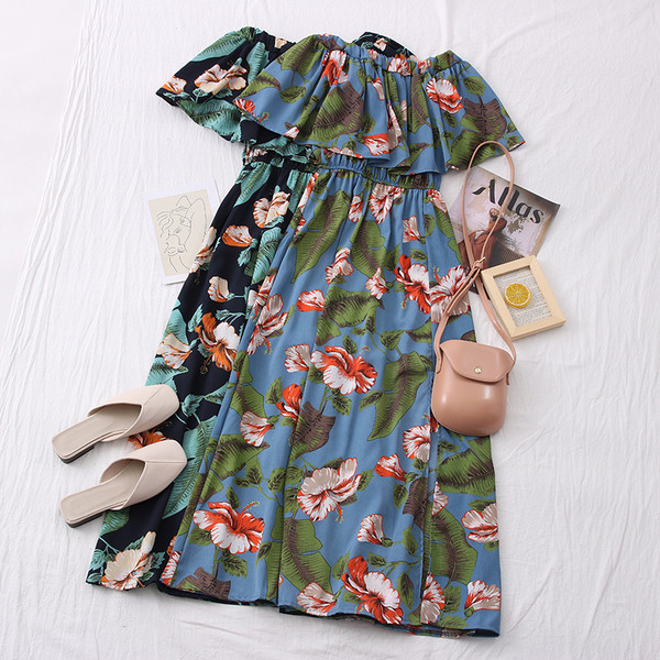 Нов модел дълга дамска рокля с флорален десен