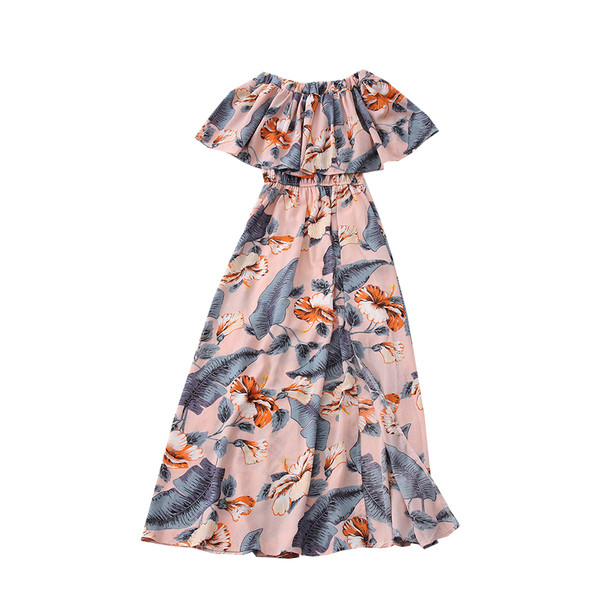 Нов модел дълга дамска рокля с флорален десен