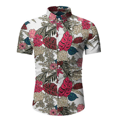 Cămașă casual pentru bărbați cu guler clasic și model floral