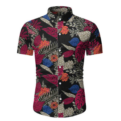 Cămașă casual pentru bărbați cu guler clasic și model floral