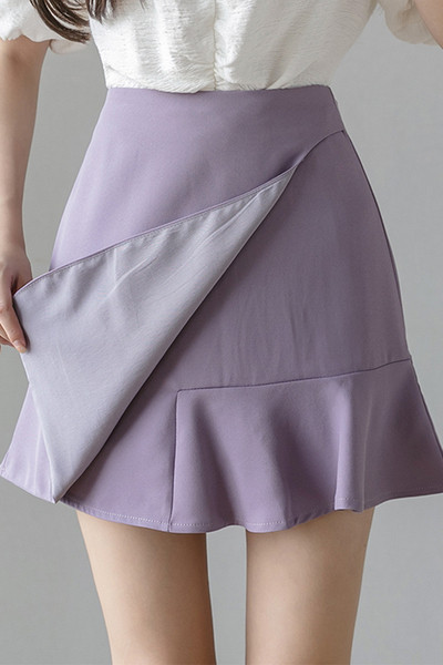 Ležerna ženska kratka suknja s patentnim zatvaračem i visokim strukom