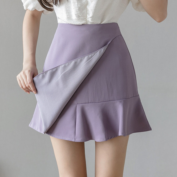 Ležerna ženska kratka suknja s patentnim zatvaračem i visokim strukom