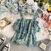 Šarena ženska majica bez rukava s cvjetnim uzorkom i širokim naramenicama