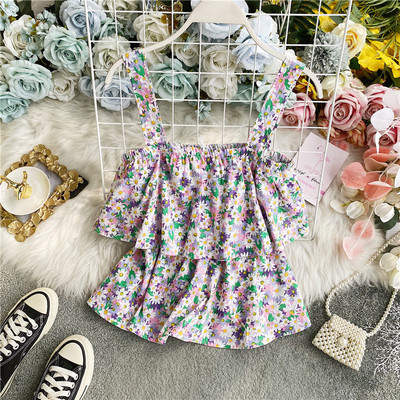 Šarena ženska majica bez rukava s cvjetnim uzorkom i širokim naramenicama