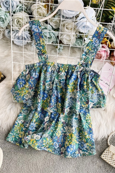 Šarena ženska majica bez rukava s cvjetnim uzorkom i širokim naramenicama