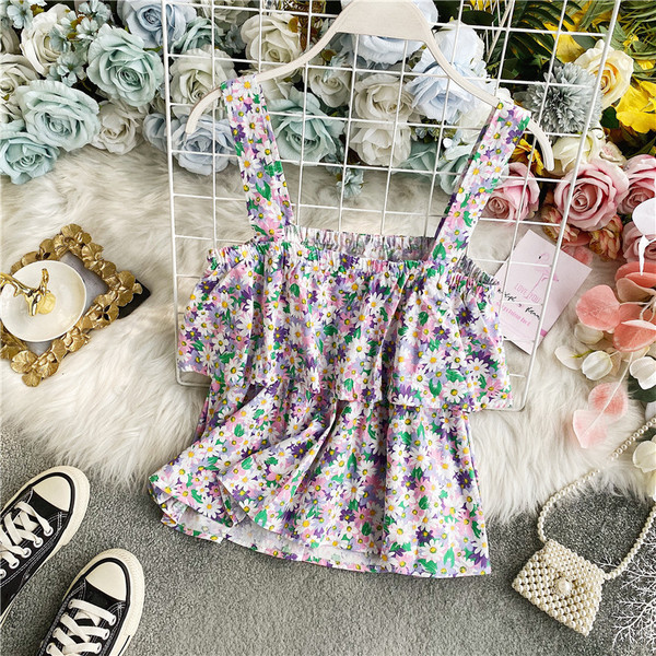 Šarena ženska majica bez rukava s cvjetnim uzorkom i širokim naramenicama