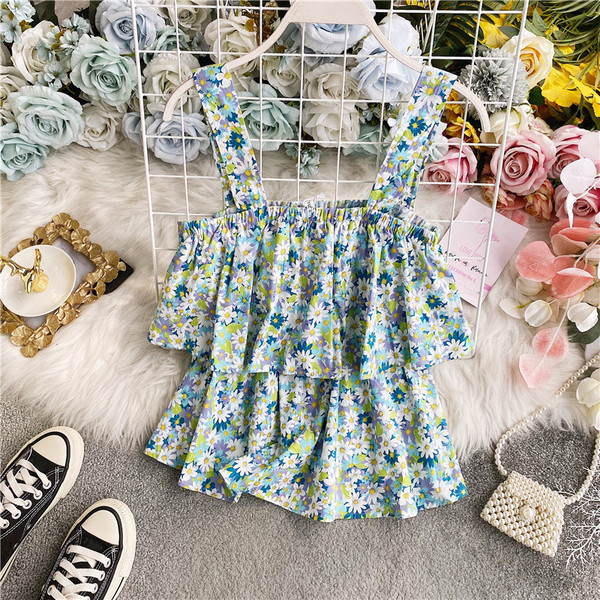 Šarena ženska majica bez rukava s cvjetnim uzorkom i širokim naramenicama