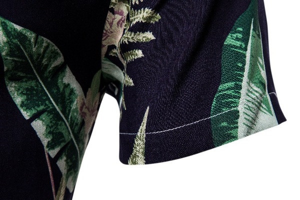 Модерна мъжка риза с класическа яка и флорален десен в син цвят 