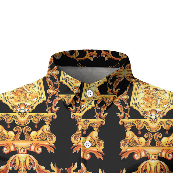 Μοντέρνο ανδρικό πουκάμισο με κλασικό γιακά και χρυσό μοτίβο