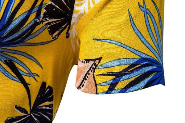 Ежедневна мъжка риза с флорален десен и класическа яка подходяща за лятото 