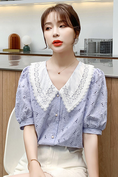 Ležerna ženska košulja sa špic izrezom i vezom