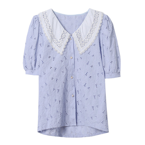 Ležerna ženska košulja sa špic izrezom i vezom