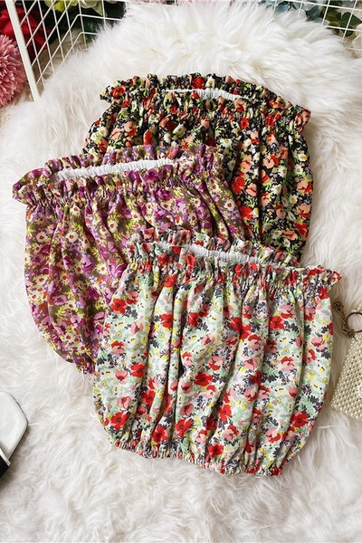 Цветно дамско бюстие с флорален десен и ластик