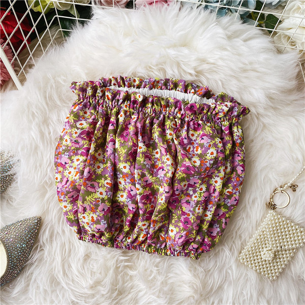 Цветно дамско бюстие с флорален десен и ластик