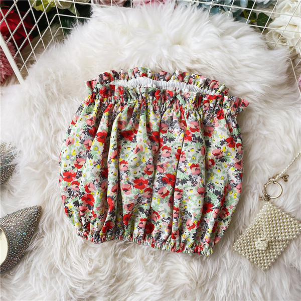 Цветно дамско бюстие с флорален десен и ластик