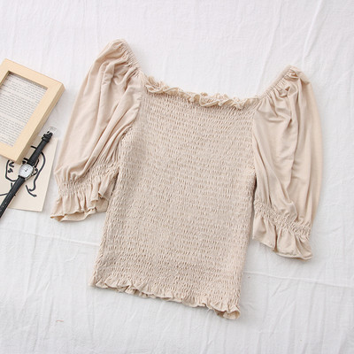 Γυναικεία ριγέ μπλούζα με ντεκολτέ και 3/4 μανίκια