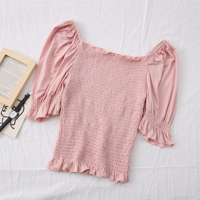 Γυναικεία ριγέ μπλούζα με ντεκολτέ και 3/4 μανίκια