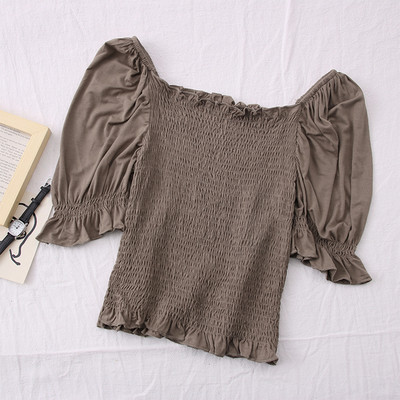 Γυναικεία ριγέ μπλούζα με ντεκολτέ και 3/4 μανίκια