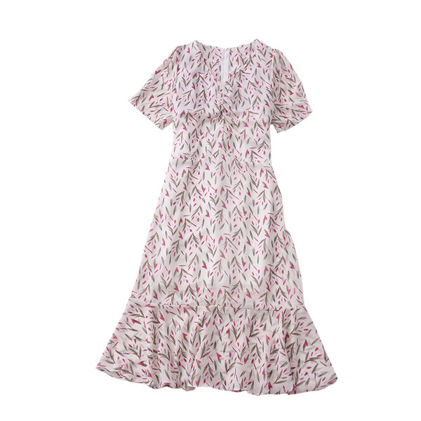 Νέο μοντέλο γυναικείο φόρεμα με λαιμόκοψη και κοντά μανίκια