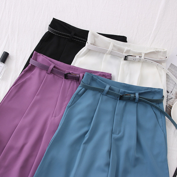 Moderne ženske 3/4 hlače s remenom