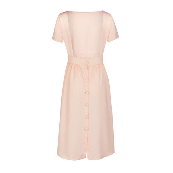 Γυναικείο κοντό φόρεμα με γυμνή πλάτη και κουμπιά